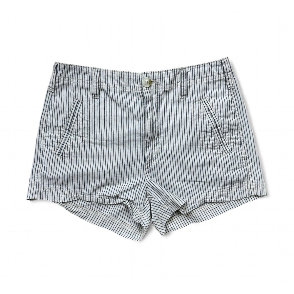 American Eagle Blue White Striped High Rise Shorts Cotton Women's 4